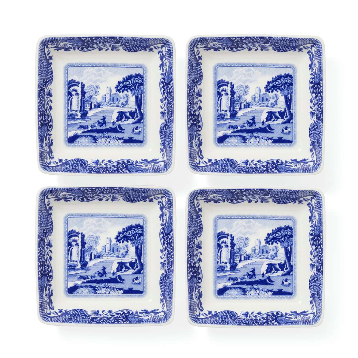 Blue Italian Square Dishes Set of 4 image number null